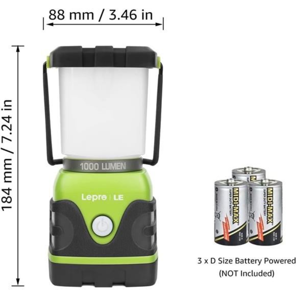 1000LM Battery Powered LEDCamping Lantern,Waterproof TentLight with 4Light Modes - Picture 3 of 5